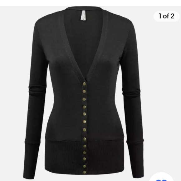 Nenona Black Snap Cardigan  Long Sleeve - Picture 3 of 7